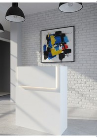 Resim Resital Ledli Karşılama Bankosu G-90 Cm Ofis Kasa Resepsiyon Masası Banko-003-1-1 
