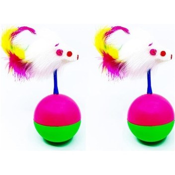 2 Adet Kedi Oyun Topu Fareli Oyuncak Hacı Yatmaz Kedi Oyuncağı (511612775)