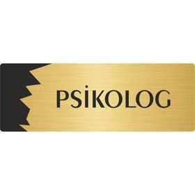Resim Özarslan Dizayn Metal Departman Kapı İsimliği, Yönlendirme levhası Psikolog 10X20 Cm Altın Renk 