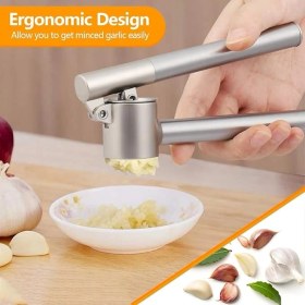Resim Çelik Sarımsak Presi – Sarımsak Kesici, Sarımsak Ezici, Sağlam Paslanmaz Çelik Saplı, Pratik Bir Mutfak Yardımcısı ve Mutfak Aleti, 15,8 x 5 cm 