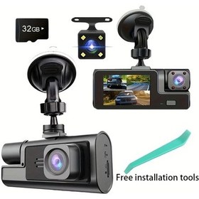 Resim Challenger 3 Kameralı 32gb Dahili Araç Kamerası: Fhd 1080p, Gece Görüş, G Sensörü, Geniş Açı 