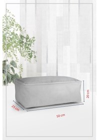 Resim Vedsey 3'lü Set & 50x25x20 Cm Boy Baza Altı Gri Hurç & Dolap İçi - Sandık İçi Düzenleyici Gri 