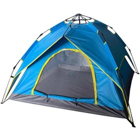 Resim Çift Katmanlı 4 Kişilik Otomatik Kamp Çadırı Mavi 