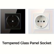 Resim Avrupa Standardı | Kalitesi Temperli Cam Panel | Gömme Duvar Priz 250V 16A | 2 Adet, Siyah veya Beyaz | Mutfak/Yatak Odası/Oturma Odası İçin Uygun | Buzdolabı, Fan Gibi Büyük Ev Aletleri ile Uyumlu | Çizilmeye Karşı Dayanıklı & Sağlam | Çoklu Cihaz Eşzamanlı Kullanım Gereksinimlerini Karşılar 