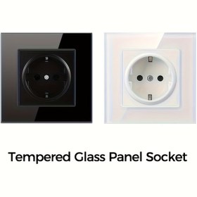 Resim Avrupa Standardı | Kalitesi Temperli Cam Panel | Gömme Duvar Priz 250V 16A | 2 Adet, Siyah veya Beyaz | Mutfak/Yatak Odası/Oturma Odası İçin Uygun | Buzdolabı, Fan Gibi Büyük Ev Aletleri ile Uyumlu | Çizilmeye Karşı Dayanıklı & Sağlam | Çoklu Cihaz Eşzamanlı Kullanım Gereksinimlerini Karşılar 