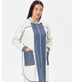 Resim Denim Ve File Kombinli Rahat Kalıp Giy Çık Ceket Laci Lacı 