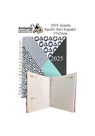 Resim 2025 Ajanda Spralli Sert Kapak 1 Adet 17x24 Cm Telli Ajanda 2025 Çizgili Ajanda Günlük Planlayıcı Termo Kapak Ofis Okul Beyaz 