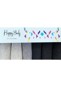 Resim Happy Body (Art...: 13371-1G) Erkek Penye Pamuklu 6 Çift Kutulu Gri Melanj - Siyah 