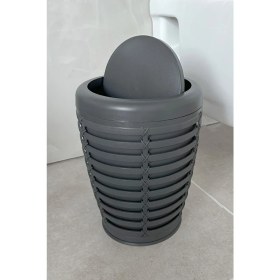 Resim Antrasit Gri 7.5 Lt Döner Kapaklı Çöp Kovası, Banyo ve Ofis Için Şık ve Fonksiyonel 