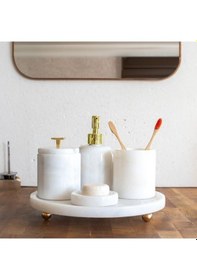 Resim Akayev Mermer Beyaz 5 Parça Ela Banyo Seti 
