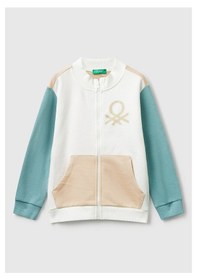 Resim Benetton Kız Bebek Fermuarlı Sweatshırt BEYAZ 