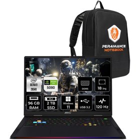 Resim MSI Raider 18 HX AI Ultra 9 285HX 96GB 2TB SSD RTX5090/24GB 175W 18'' UHD+ W11H Gaming Laptop 