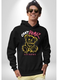 Resim Daha Fazla Dayanamıyorum Teddy Kadın Erkek Siyah Kapüşonlu Sweatshirt Hoodie Siyah 