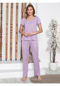 Resim Limissi İmissi Pervazlı Atlet Yaka Pijama Takımı - Lila Xs / M 