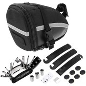 Resim Tenfowee Bisiklet Tamir Seti: 16'lı Çok İşlevli Araç + Oturma Koltuğu Çantası + 3 Lastik Çekiçi + 6 Tamir Yama + Türetme Aracı, Bisiklet Sorunları İçin Taşınabilir Tamir Zırhı Siyah 