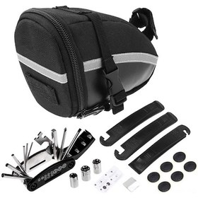 Resim Tenfowee Bisiklet Tamir Seti: 16'lı Çok İşlevli Araç + Oturma Koltuğu Çantası + 3 Lastik Çekiçi + 6 Tamir Yama + Türetme Aracı, Bisiklet Sorunları İçin Taşınabilir Tamir Zırhı Siyah 