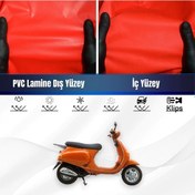 Resim Vespa Et 4 Motosiklet Brandası Su Geçirmez Branda Kırmızı Branda Motor Branda S 
