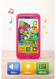 Resim Eğitici Oyuncak Telefon Sesli Işıklı Çocuk Oyuncak Smartphone Pembe 