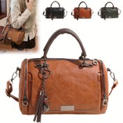 Resim Kadınlar için Seyahat Master Vintage Boston Çapraz Çanta - Klasik El Çantası, Çoklu Cep, Hafif ve Pratik, Ayarlanabilir/Çıkarılabilir Askı, Düz Renk, Püskül Detay, Fermuar Kapatma, Polyester Astar, Güvenli Seyahat Çantası | Vintage Boston Çantası | Çıkarılabilir Askı Çantası, Seyahat Çantası 