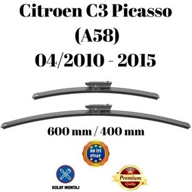 Resim Citroen C3 Picasso A58 2010 2011 2012 2013 2014 2015 Uyumlu Ön Cam Silecek Süpürgesi Takımı 600/400mm Silbak 