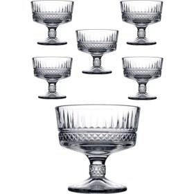 Resim Paşabahçe 6'lı Düz Elysia Ayaklı Sunumluk Dondurmalık Kase Şeffaf Zarif Tasarım 