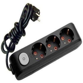 Resim Viko 3'lü Anahtarlı Priz 3x1,5 mm Uzatma Siyah 8 MT 