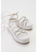 Resim Luvishoes Titan Beyaz Taşlı Kadın Sandalet Beyaz 