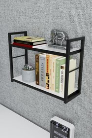 Resim Mudesa Duvara Monte Çalışma Odası Kitaplığı Metal Ahşap Dekoratif Kitaplık Iki Raflı Duvar Rafı 