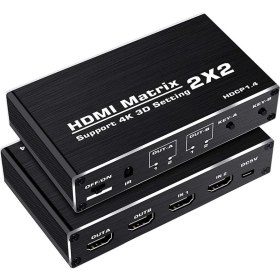 Resim Gplus 4KMX222 2x2 Matrix Switch Splitter 2 Giriş 2 Çıkış HDMI 2.0 4K Ultra Hd 2160P Hdr 10 Switch 