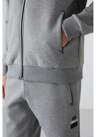 Resim Tommy Life Gri Melanj Pamuklu Kalın Yumuşak Dokulu Comfort Fit Baskılı Erkek Eşofman Takım - 85236 GRİ MELANJ 
