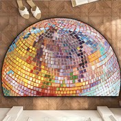 Resim Renkli Disko Topu Desenli Yarı Dairesel Hoş Geldin Matı - Kaymaz, Yıkanabilir Kapı Matı Yatak Odası, Oturma Odası, Banyo, Çamaşır Odası İçin - Ev Dekoru ve Fotoğraf Aksesuarları İçin İdeal, Yıkanabilir Alan Matı 