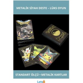 Resim Metalik Siyah Pokemon Oyun Kartı Deste Koleksiyonluk 1 Adet 