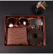 Resim Willowhaven 7 Parça Moda Gözlük + Otomatik Toka + Kemer + Cüzdan + 2 Kolçak + Kutusu Kahve Rengi 