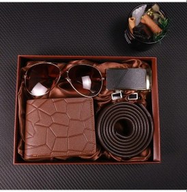 Resim Willowhaven 7 Parça Moda Gözlük + Otomatik Toka + Kemer + Cüzdan + 2 Kolçak + Kutusu Kahve Rengi 
