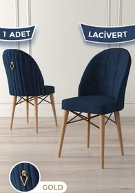 Resim Canisa Ritim Serisi, 1.sınıf Babyface Kumaş Doğal Ahşap Ayak Gold Halkalı 1 Adet Lacivert Sandalye 