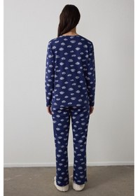 Resim Lacivert Cloudy Night Pantolon Pijama Takımı Lacıvert 