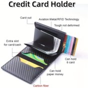 Resim Erkekler için Hırsızlık ve Manyetik Dirençli Karbon Fiber RFID Alüminyum Alaşımlı 8 Kart Yuvalı Cüzdan, Minimalist RFID Çanta, Katlanabilir Suni Deri, Küçük Hediye Kutusu, Arkadaşlar, Eşler, İşe Gidiş-Geliş, İş ve Günlük Kullanım 