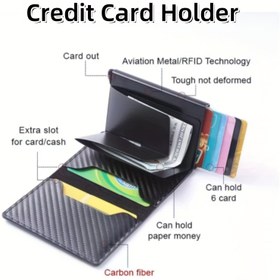Resim Erkekler için Hırsızlık ve Manyetik Dirençli Karbon Fiber RFID Alüminyum Alaşımlı 8 Kart Yuvalı Cüzdan, Minimalist RFID Çanta, Katlanabilir Suni Deri, Küçük Hediye Kutusu, Arkadaşlar, Eşler, İşe Gidiş-Geliş, İş ve Günlük Kullanım 