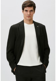 Resim Network Slim Fit Siyah Mono Yaka Gofreli Örme Ceket 