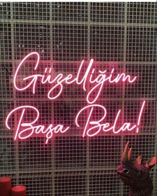 Resim Güzelliğim Başa Bela Yazılı Neon Led Renkli 