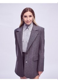 Resim Koton Şahika Ercümen X Koton - Düğmeli Uzun Kollu Crop Gömlek Gri 4wak60071ew 4WAK60071EW023 Gri 