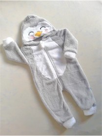 Resim Etnique Unisex Bebek Penguen Gri Peluş Tulum 