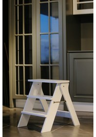 Resim Diva Ahşap 3 Basamaklı Katlanır Merdiven 