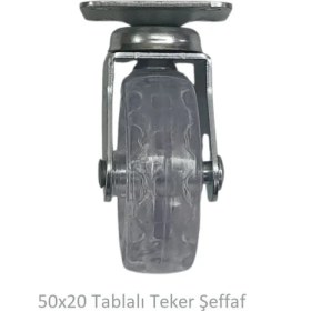 Resim Ofis Koltuk Dolap Etajer 360 Derece Döner 50 x 20 Tablalı Teker Şeffaf 50 mm (10 Adet) 