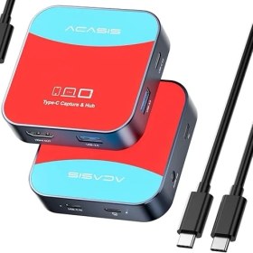 Resim FourForce Switch Için Yakalama Kartı, Acasıs Yakalama Kartı ve Yerleştirme Istasyonu 2'si 1 Arada, Nintendo/akış/toplantı Için 1080P 60FPS Video Yakalama Kartı, 2*usb-A 3.0 (Usb C Yakalama Kartı) 