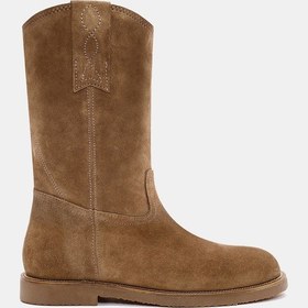 Resim Adel Gerçek Süet Deri Western Kadın Bot Camel 