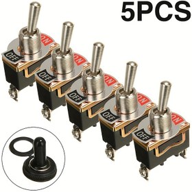 Resim 5 adet Dayanıklı Araba Tekne Rocker Toggle Anahtar, 15A 250V 2 Pin SPST AÇIK/KAPALI Rocker Anahtarlar, Botlu SPST Rocker Anahtar 