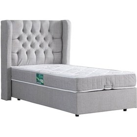 Resim Setaymobilya Baza, Riga Tek Kişilik Baza + Başlık + Comfort Yatak, Açık Gri 