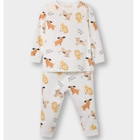 Resim Defacto Erkek Bebek Pijama Takımı Hayvan Desenli Uzun Kollu Penye Üst Uzun Alt E9473a525aubg286 Bej 