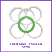 Resim Evye Sifon Conta Seti 5 Ad Konik 1 Ad Düz 